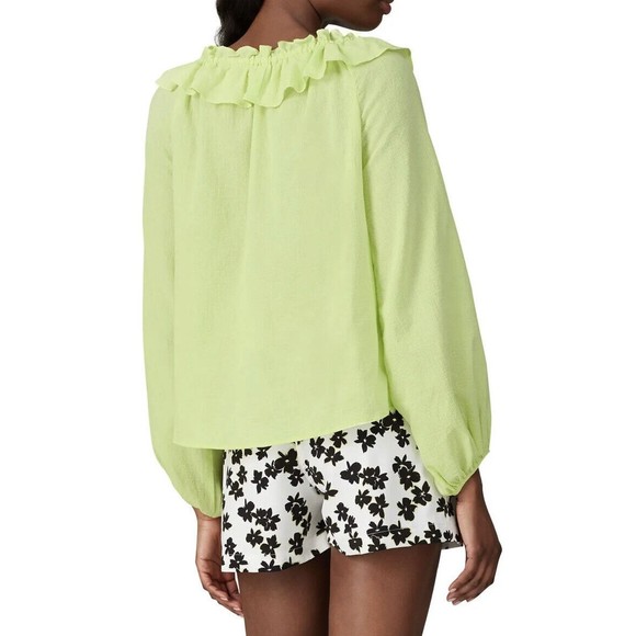 Love Whit Whitney Port Citron Green Ruffle Blouse Size Small MSRP $158 - Picture 3 of 9
